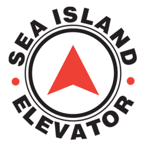 Triangular red arrow on circular badge logo